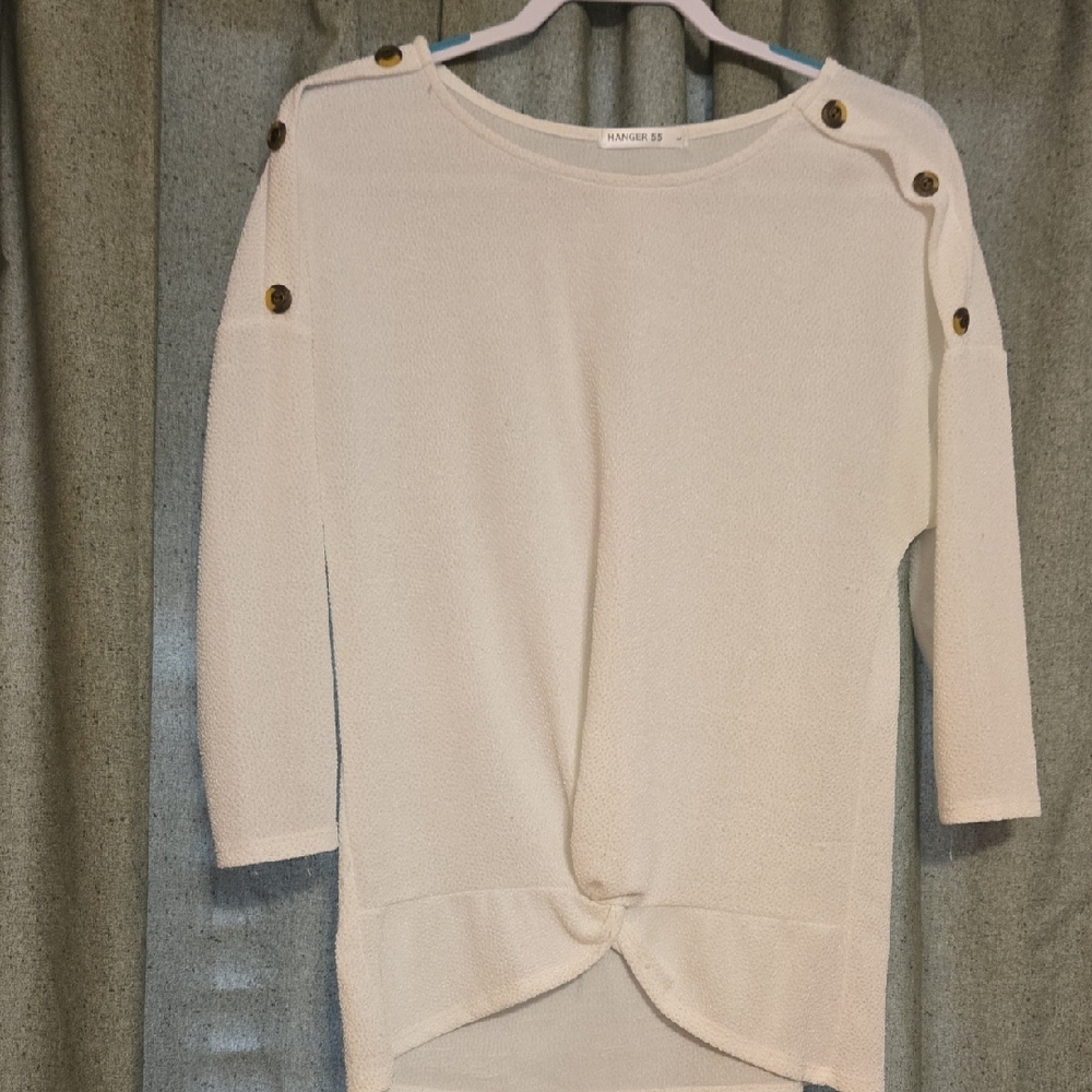 Cream Button-Accent Blouse